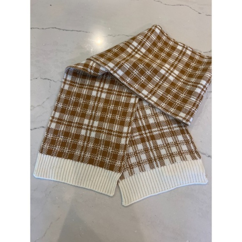 Timberland Women's Scarf Buffalo Plaid 10" x 68" Beige Off-White Fall 2023